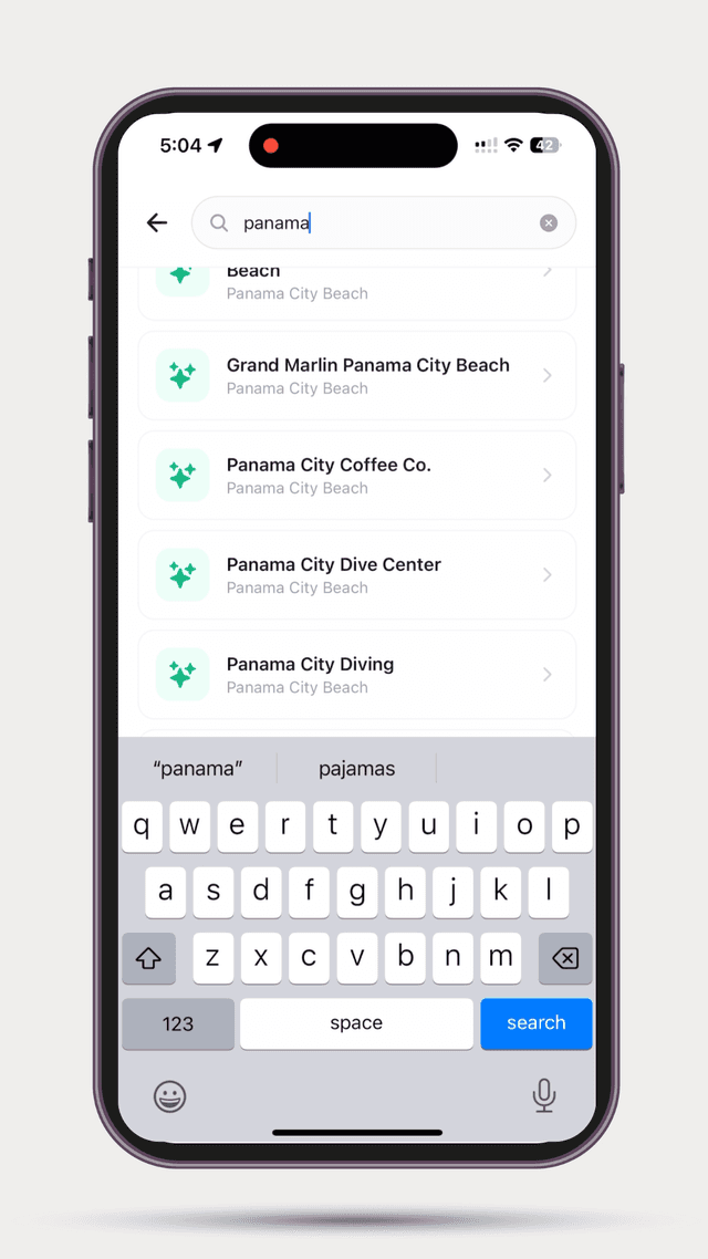BeachLens recommendations screen